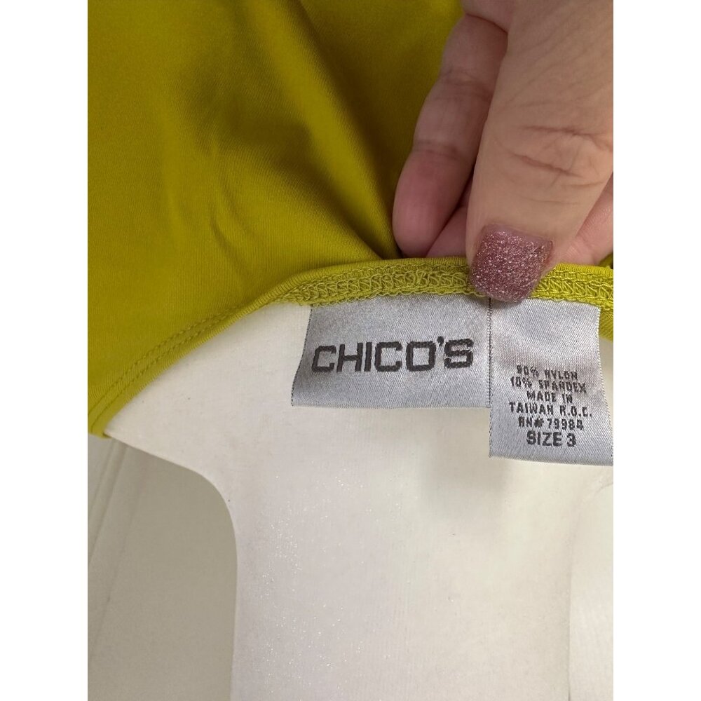 Chicos Womens  Size 3 Lime Green Tank Top 16/18 Nylon/Spandex Stretch Sleeveless - Picture 4 of 6